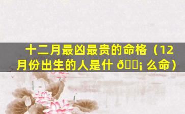 十二月最凶最贵的命格（12月份出生的人是什 🐡 么命）